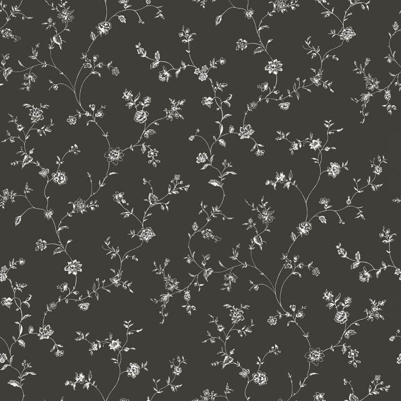 Miniatures 2 G67861 Wit getekende bloemen op een zwarte achtergrond uit www.colorstore.nl