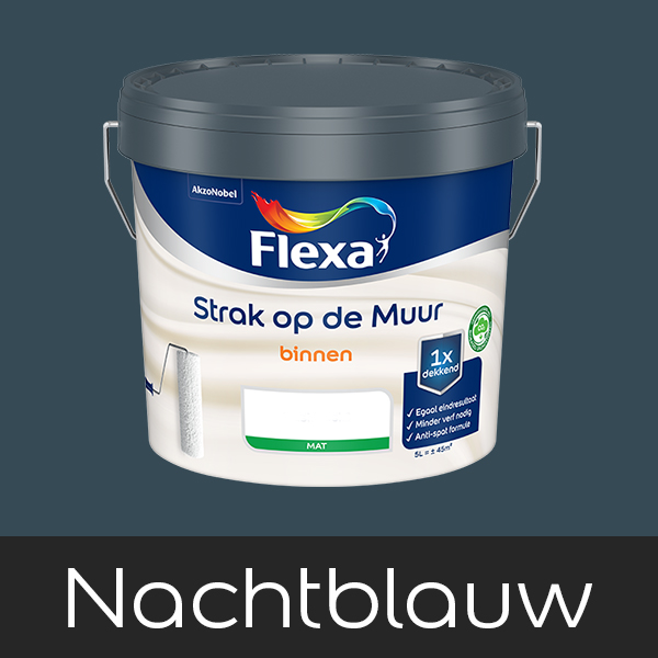 Verbeelding terugvallen Voorlopige naam Flexa Strak Op De Muur Mengkleuren 5 liter nachtblauw | www.colorstore.nl